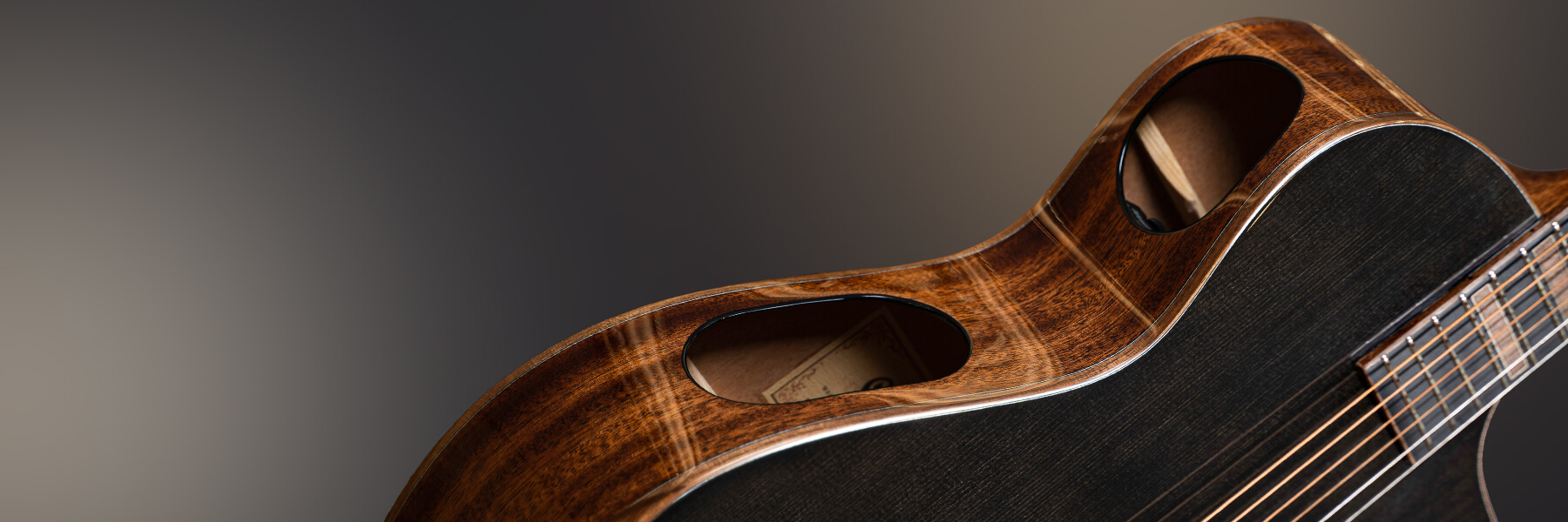 Cort Masterpiece Modern Black Acoustic-Electric Guitar side sound ports