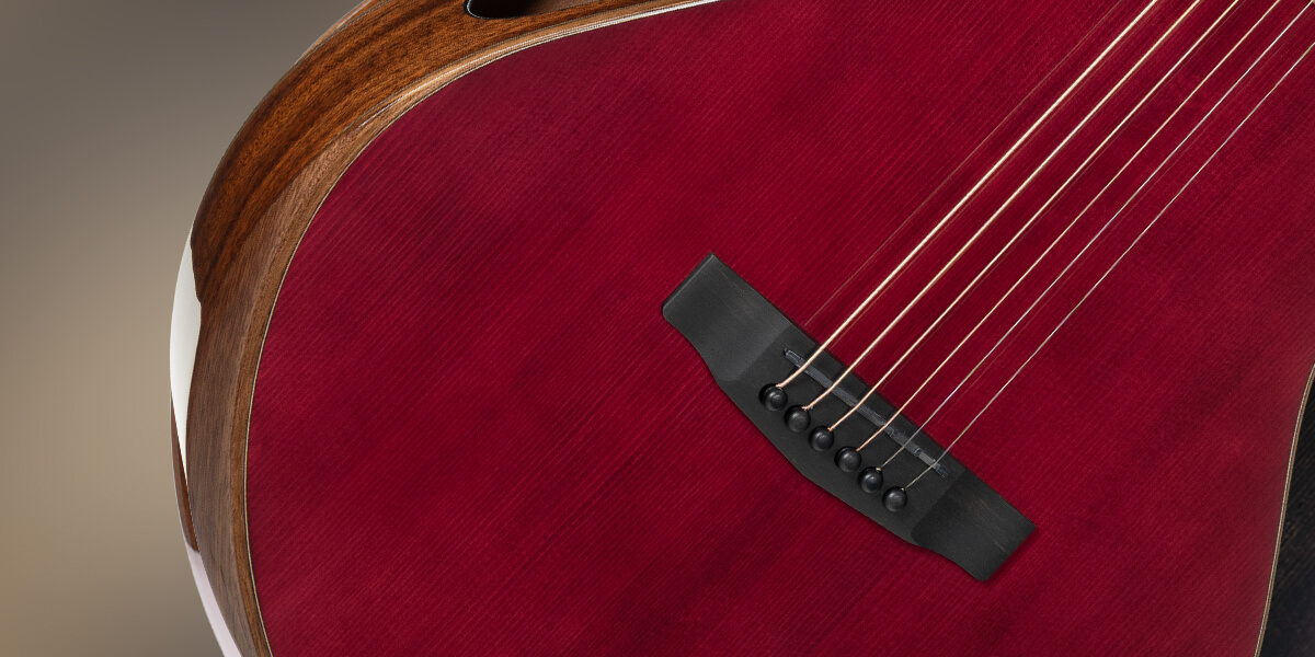 Cort Masterpiece Modern Burgundy Acoustic-Electric Guitar premium woods and bevel armrest