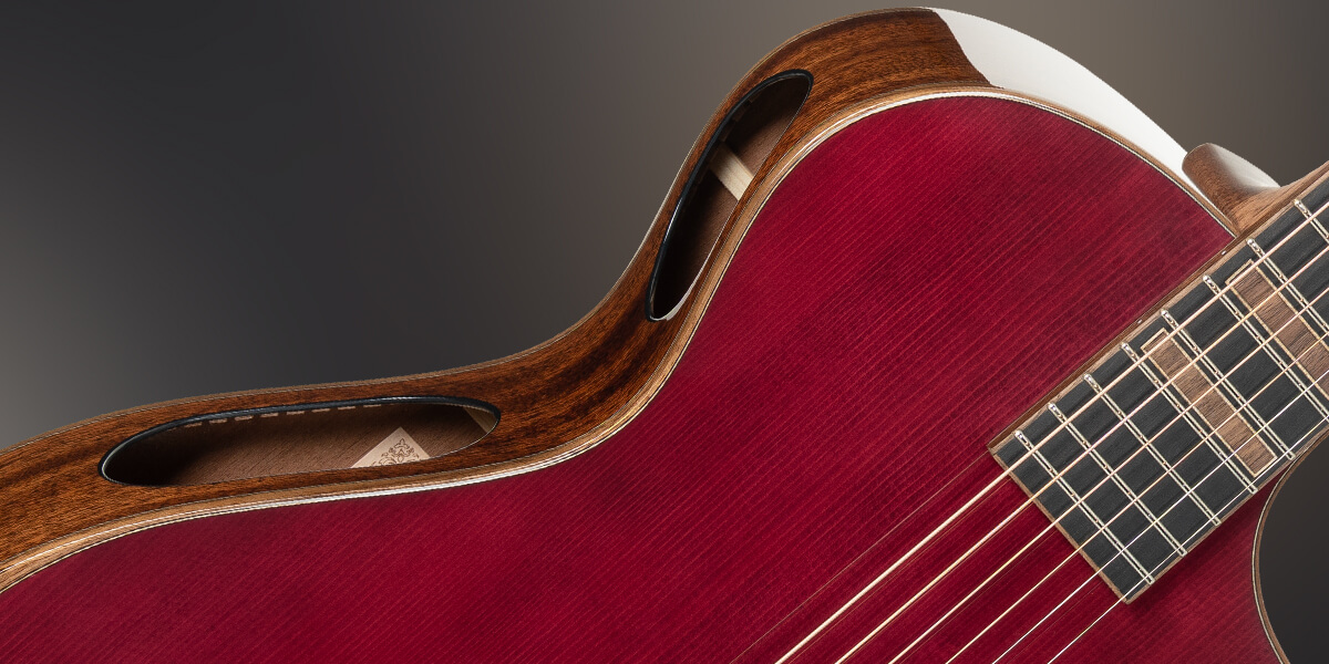 Cort Masterpiece Modern Burgundy Acoustic-Electric Guitar side sound ports